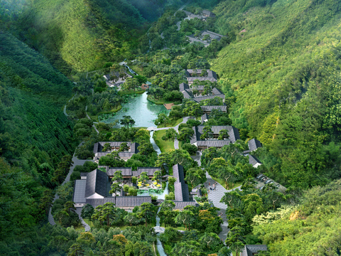  现代湿地园林鸟瞰psd 