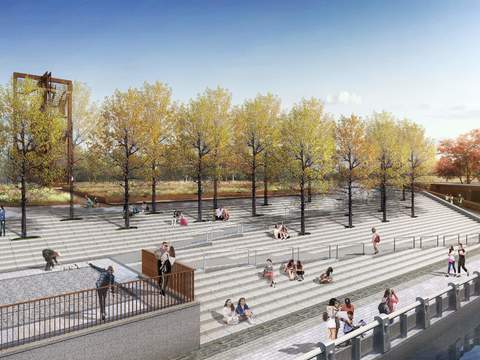  现代广场公园景观psd 