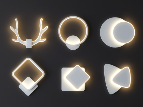  北欧儿童简约壁灯组合3d模型 