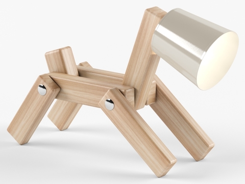  现代实木狗形台灯3d模型下载 儿童卧室创意简约LED灯饰 家居装饰照明 