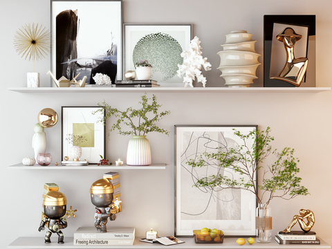  现代书籍雕塑相框水培绿植3d模型 