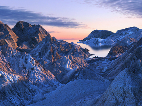  山峡山脉 山川河流 山地景观3d模型 