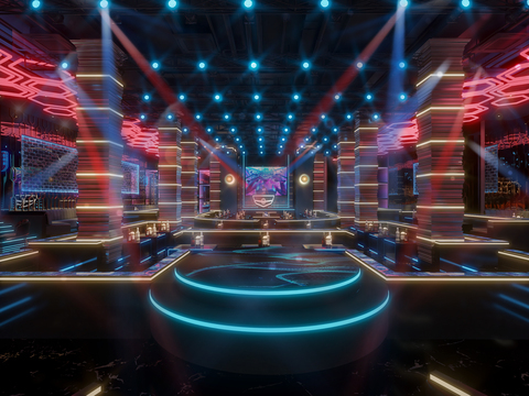  现代轻奢酒吧3d模型 