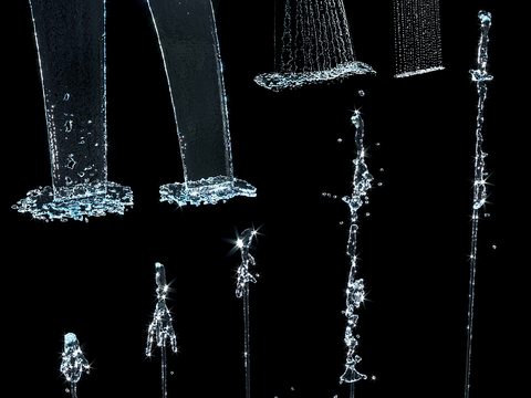  瀑布 水幕墙 流水3d模型 