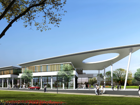  现代展厅外观psd 