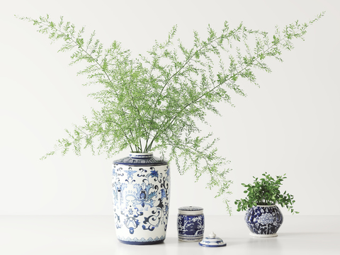  花瓶 绿植 水生植物3d模型 