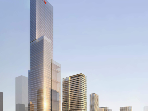  现代高层住宅楼建筑外观psd 