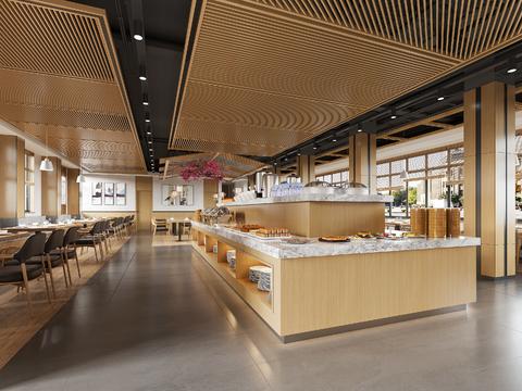  自助餐厅 全日制餐厅3d模型 