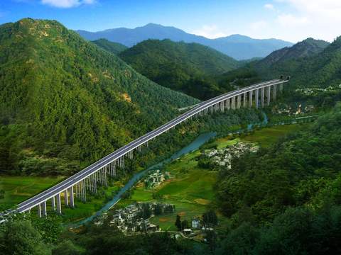  现代山间桥梁道路外观psd 