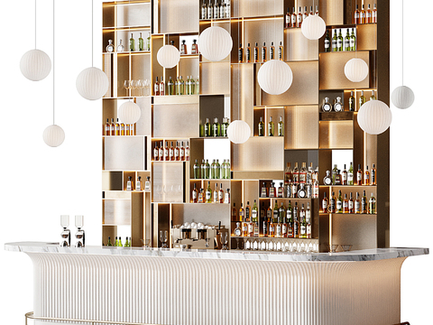  轻奢酒吧 吧台3d模型 