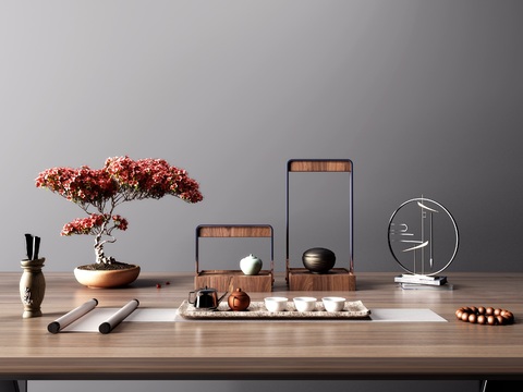  新中式茶具摆件3d模型 