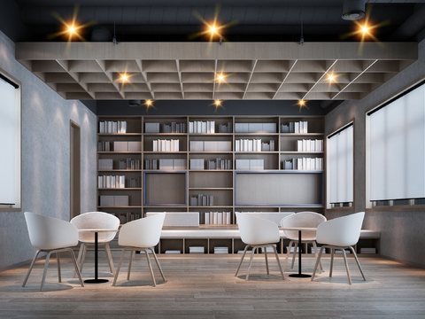  现代书吧3d模型 