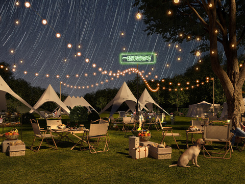  户外露营 天幕帐篷3d模型 