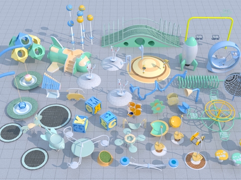  游乐器材 滑滑梯 秋千3d模型 