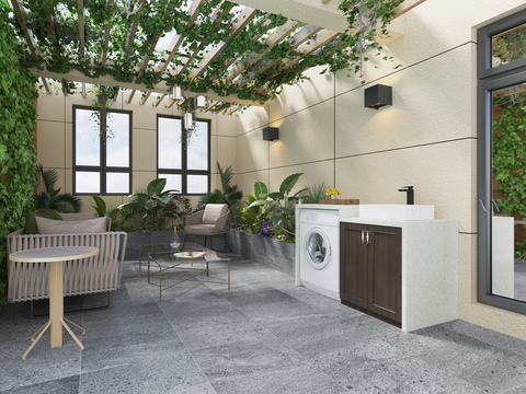  现代休闲露台3d模型 