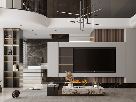  别墅客厅 别墅大堂3d模型 