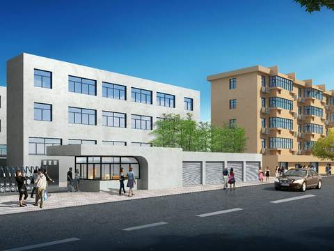  现代学校大门入口psd 