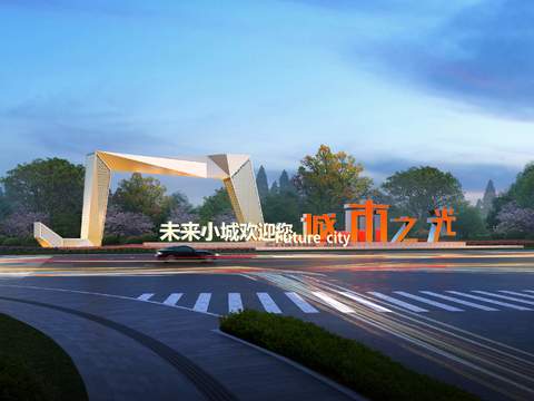  现代道路桥梁夜景景观psd 