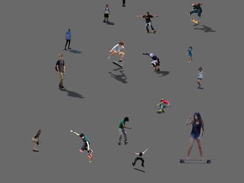  现代轮滑滑板人物psd 