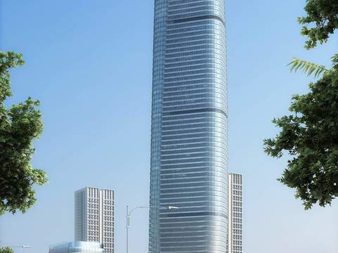  现代高层办公楼建筑外观psd 