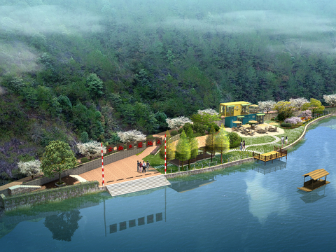  码头 河滨景观psd 