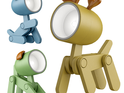  儿童卡通动物台灯创意小狗造型护眼灯3d模型下载 蓝色现代家居装饰灯具 