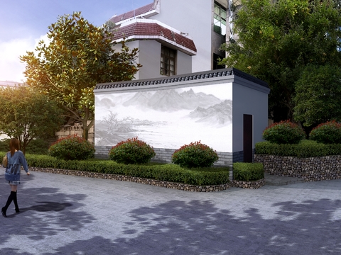  现代建筑构件外观psd 