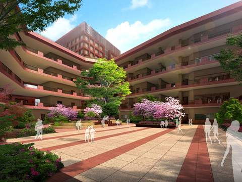  学校 教学楼中庭psd 
