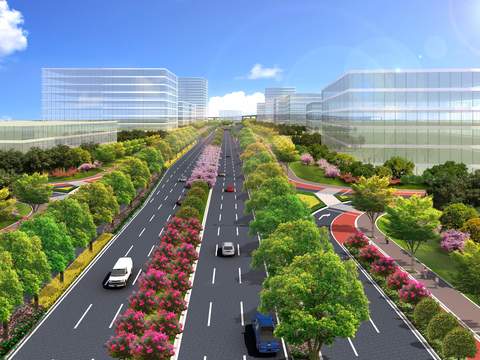  现代道路桥梁鸟瞰psd 