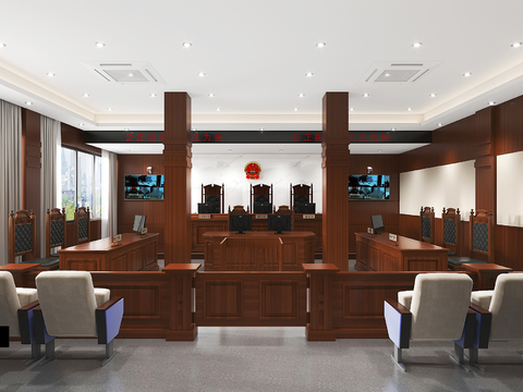  法院 法庭3d模型 