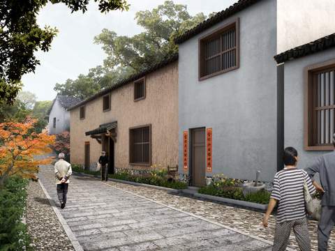  中式道路园林景观psd 