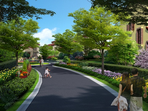  现代公园道路桥梁景观psd 