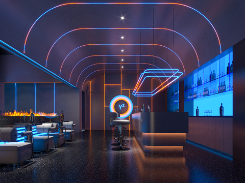  现代酒吧清吧3d模型 