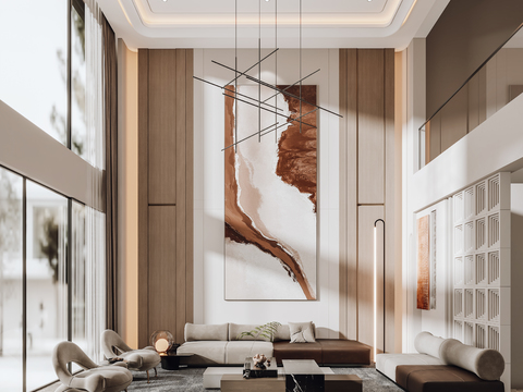  别墅客厅 别墅大堂3d模型 