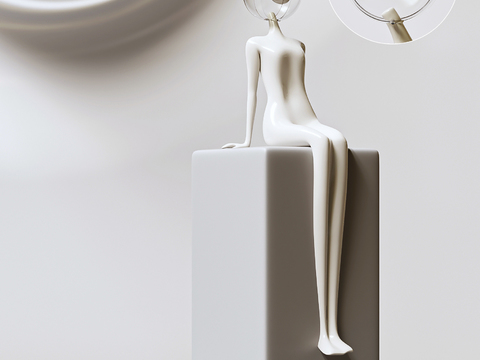  现代抽象人形雕塑3d模型 