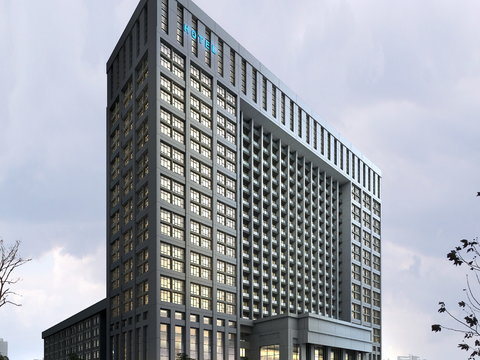  现代办公楼建筑外观psd 