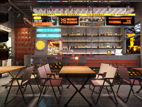  工业风酒吧 清吧3d模型 