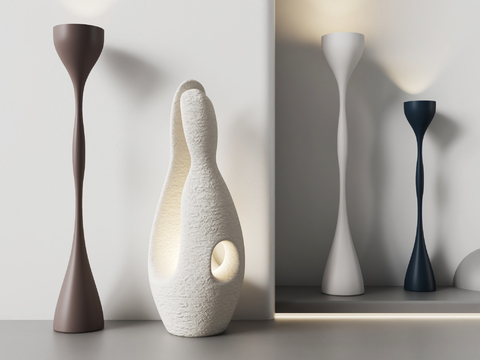  侘寂落地灯3d模型下载 现代极简雕塑灯具 室内装饰设计素材 