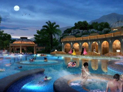  现代游泳池舞会景观psd 