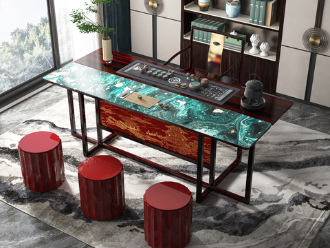 新中式茶桌3d模型