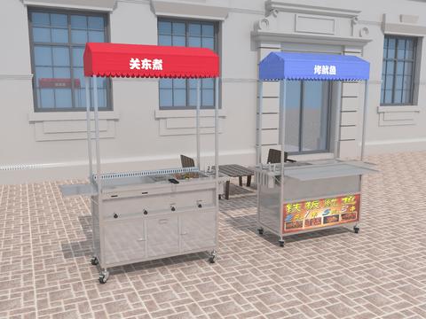  小吃摊位 外摆 食肆餐车3d模型 