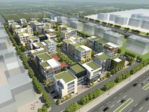  现代产业园区鸟瞰3d模型 