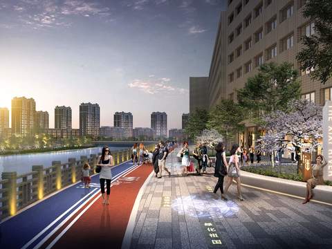  河滨步行街 商业街psd 