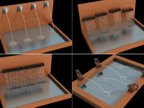  现代景观喷泉3d模型 