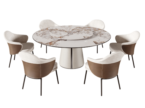 现代餐桌椅 圆餐桌3d模型