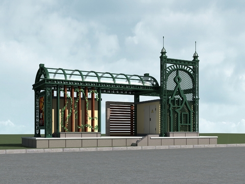  简欧廊架 铁艺廊架3d模型 