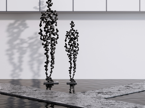  现代抽象人物雕塑摆件3d模型 