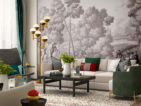  集艾设计 现代布艺沙发组合3d模型 