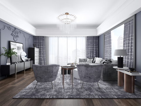  SCD郑树芬设计 现代混搭客厅3d模型 