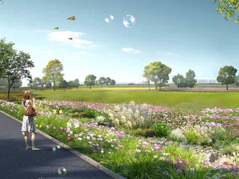  现代公园园林景观psd 